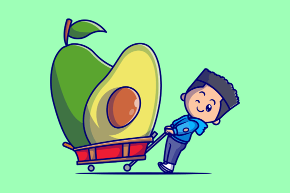 Download Cute Boy with Avocado Cartoon - Avocado cartoon Collection
