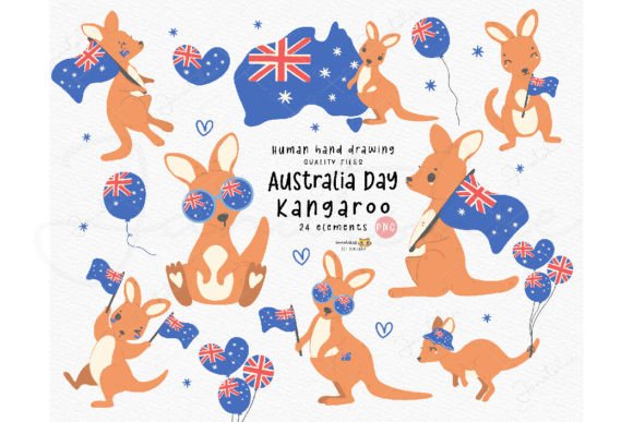 Download Australia Day Baby Kangaroo Clipart Set - Australia Collection