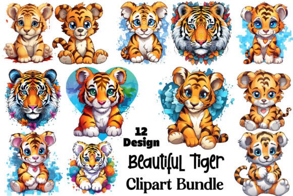Download Beautiful Tiger Clipart PNG Bundle - Beautiful Collection