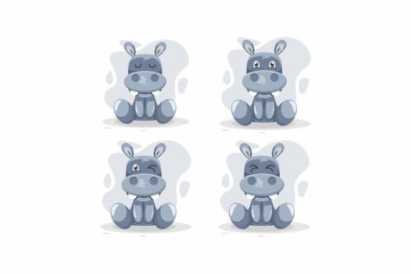 Download Cute Hippo Illustration Logo Design - Hippo illustration Collection