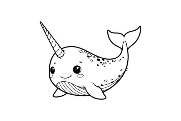 Download Cute Smiling Narwhal Sea Animal Vector I - Animal vector Collection