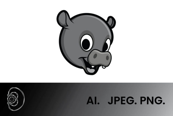 Download Greyscale Head Hippo Illustration - Hippo illustration Collection